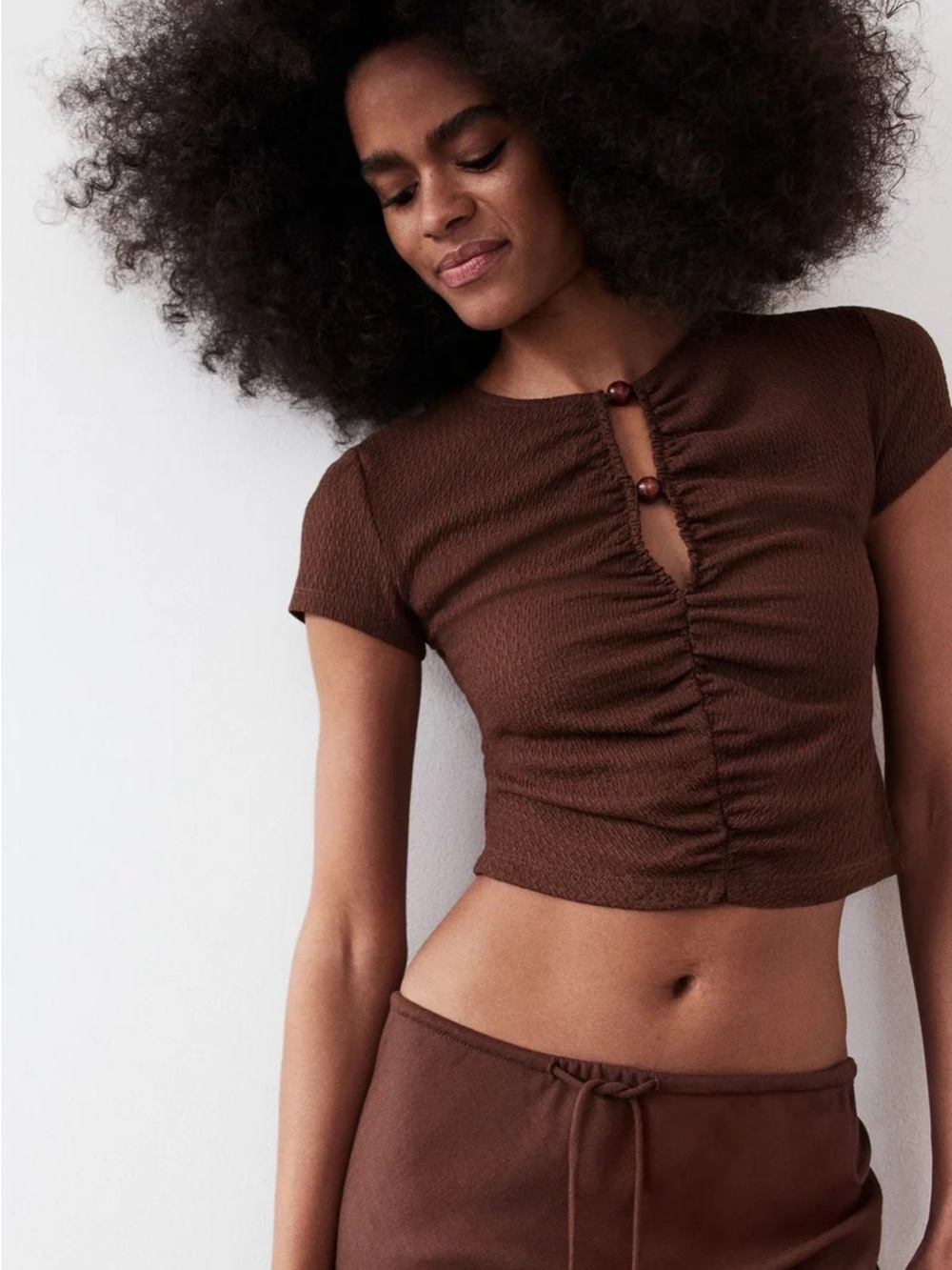 H&M Bead-detailed Ruched Top - Picture 2 of 6